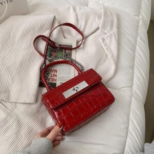 Red Crocodile Embossed Mini Bag for Women