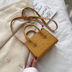 Mustard Yellow Croc Embossed Mini Bag for Women