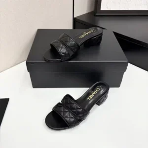 Chanel open heel tweed slingback shoes luxury designer heels