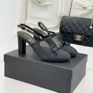 Chanel slingback heels black