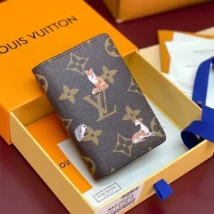 LV Pocket Organizer monogram canvas wallet with animal print