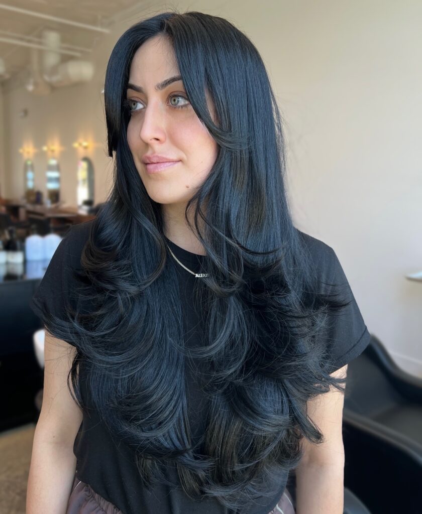 Center Part Wispy Fringe With Bouncy Butterfly Layers